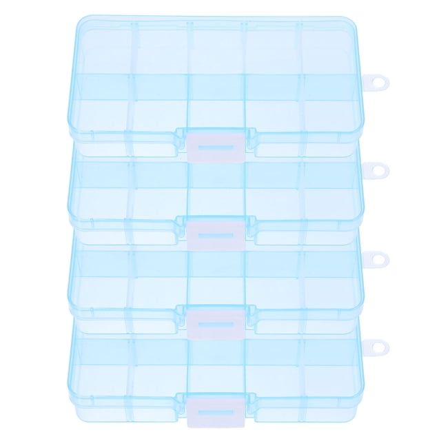 SOPOTUTU 4Ud Caja Divisora De Almacenamiento Azul Con Transparente Y Compartimentos De Plástico