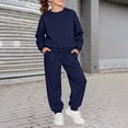 thumbnail image 2 of GiLiling 2-Piece Sweatsuits for Boys and Girls, School Athletic Outfit, Fall Winter Tracksuit with Pullover Sweatshirt (Navy, 2-3 Years), 2 of 6