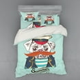 thumbnail image 2 of Ambesonne Pug Bedding Set 3 Pcs, Captain Dog with Hat Jacket, Twin, Pale Blue Navy Blue, 2 of 3