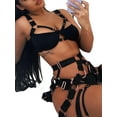 thumbnail image 4 of FAROOT Sexy Lingerie Set, Solid Color Underwired Bra + Thong + Garter Belt, 4 of 6