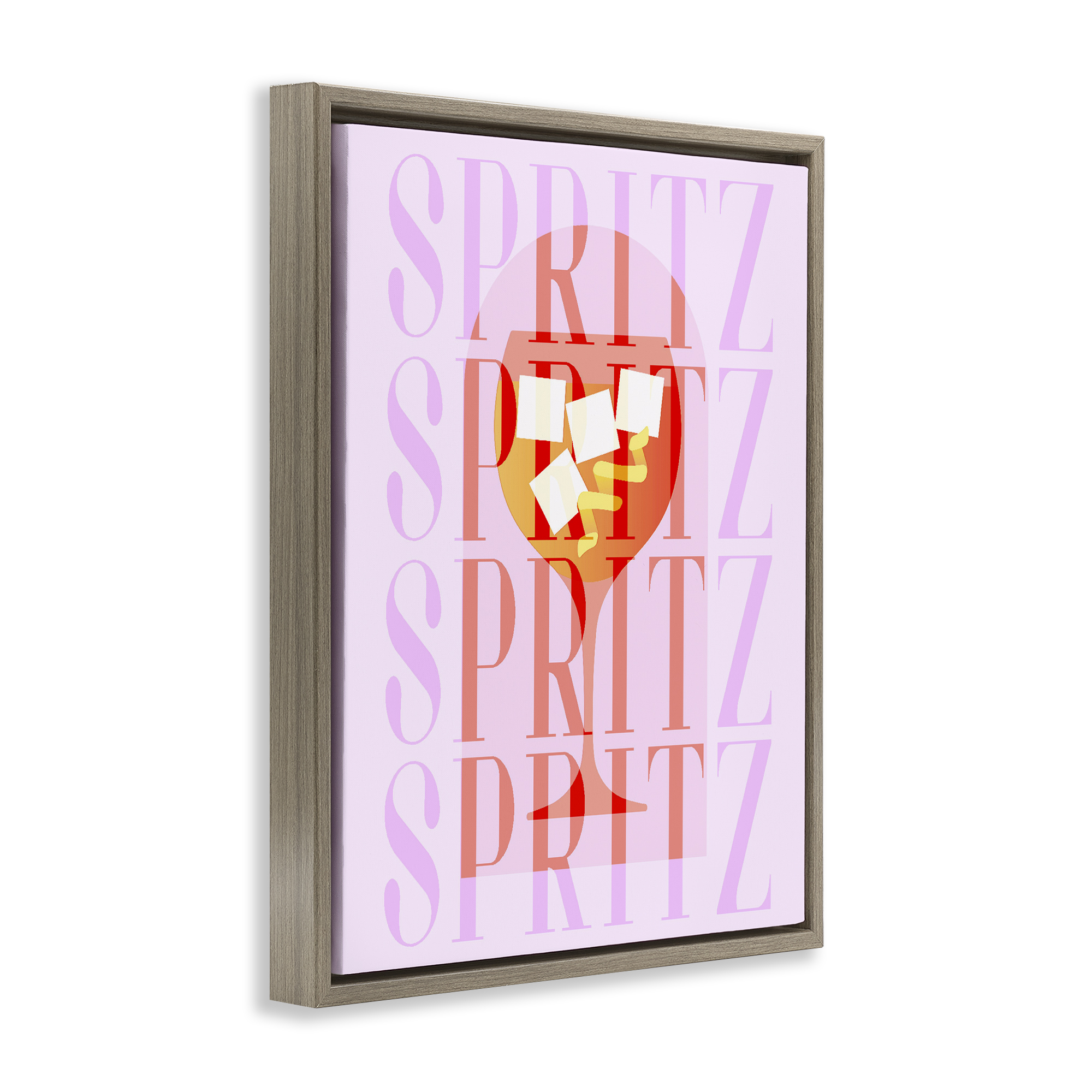 Retro Pastel Spritz Brown Framed Floater Canvas Wall Art, design by Lil' Rue