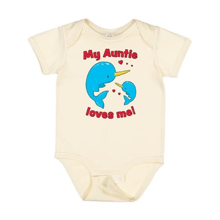 

Inktastic My Auntie Loves Me Narwhal Family Gift Baby Boy or Baby Girl Bodysuit