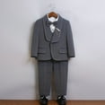 thumbnail image 4 of Boys Suits 6 Piece Formal Suit Set Slim Fit Formal Dress Clothes Outfit for Kids Coat + Pants + Shirt + Waistcoat + Bow Tie + Brooch Gray 7-8 Years, 4 of 7