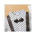 thumbnail image 5 of hirigin Kids Boys Gentleman Outfit Dot Print Short Sleeve T-shirt with Bowtie and Casual Suspender Shorts Set, 5 of 9