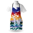thumbnail image 3 of Swan Apron Funky Style Image of Swan Couple Swimming in Sea Rainbow Color Sky Backdrop Modern Print, Unisex Kitchen Bib Apron with Adjustable Neck for Cooking Baking Gardening, Multi, by Ambesonne, 3 of 3