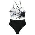 thumbnail image 5 of Babysbule Swimsuits for Women Fashion Women Summer Swimwear Cross Printing Swimsuit Split Bikini, 5 of 6
