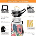thumbnail image 4 of Fruits Leaves Sports Water Bottle Portable Travel Mug 32oz BPA Free Leak Proof Straw Transparent Tritan for Gym Yoga Cycling Camping, 4 of 7
