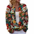 thumbnail image 2 of Cardigan de Noël pour Femmes, Chandail en Tricot à Manches Longues avec Boutons et Col Rond, Tenue de Fête pour les Rassemblements de Noël et les Occasions Festives - Vert Menthe, 2 of 6