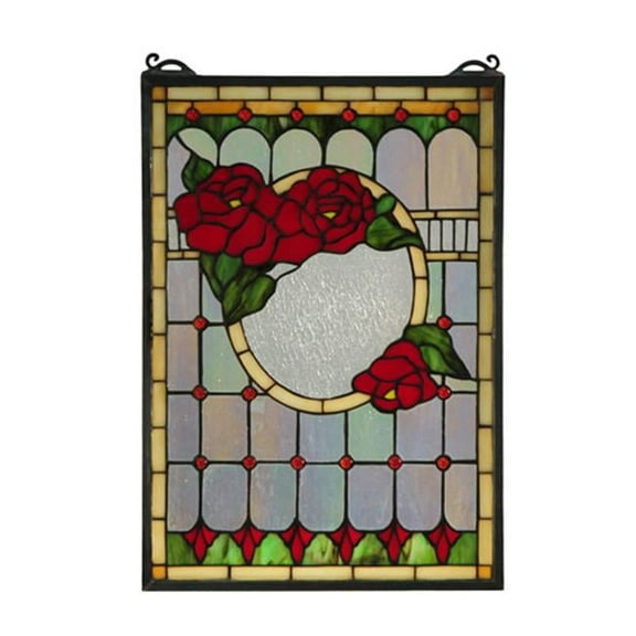 MEYDA 119443 14 in. W x 20 in. H Morgan Rose Stained Glass Window