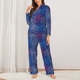 thumbnail image 2 of Vsdgher Ireworks In The Night Sky Pajamas Set Long Sleeve Sleepwear Womens Button Down Nightwear Pj Sets-X-Large, 2 of 7