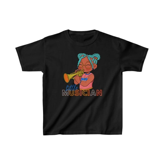 The Little Brown Girl, Little Musician, Kids Heavy Cotton™ Tee, Black