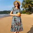 thumbnail image 4 of Balery Mallard Ducks Swimming Vestidos sueltos de manga corta para mujer, vestidos de verano 2025, vestidos casuales de corte A con vuelo., 4 of 6