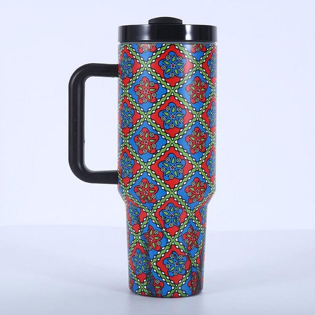 Vaso de hielo de acero inoxidable 304 de segunda generación, taza de transferencia de pintura de gran capacidad para automóvil, taza con asa de aislamiento portátil para exteriores