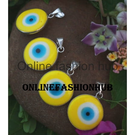 Evil Eye Gemstone 925 Sterling Silver Plated Handmade Pendant 5 pcs