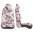 thumbnail image 2 of LAKIMCT Cat Pink Flower Car Seat Covers Vehicle Front Seat Covers Universal Fit Seat Protector, 2 of 9