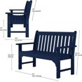 thumbnail image 2 of Garden Bench, Farmhouse Park Front Porch for Entryway Bench Outdoor Seating Low Bench Patio Bench Outside/Indoor, Navy Blue, 2 of 14