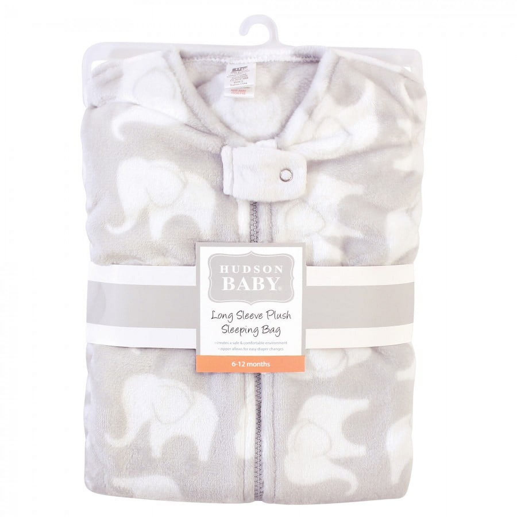 Hudson Baby Infant Plush Sleeping Bag, Sack, Blanket, Gray Elephant, 6-12 Months