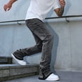 thumbnail image 5 of Men's Flared Jeans Slim Fit Bell Bottom Denim Pants Stretch Straight Leg Baggy Jeans Casual Summer Zipper Hem Denim Trousers, 5 of 7