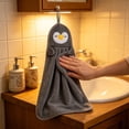 thumbnail image 1 of Iumwxz Absorbent Hand Towel Hanging Loop Quick Drying Washcloth for Kitchen Bathroom Reusable Soft Multi-Purpose Dishcloth Face Cloth Gym Lightweight Black, 1 of 6