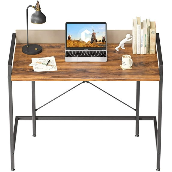 CubiCubi Computer Desk, 40" Home Office Desk with Hutch, Deep Brown Finish