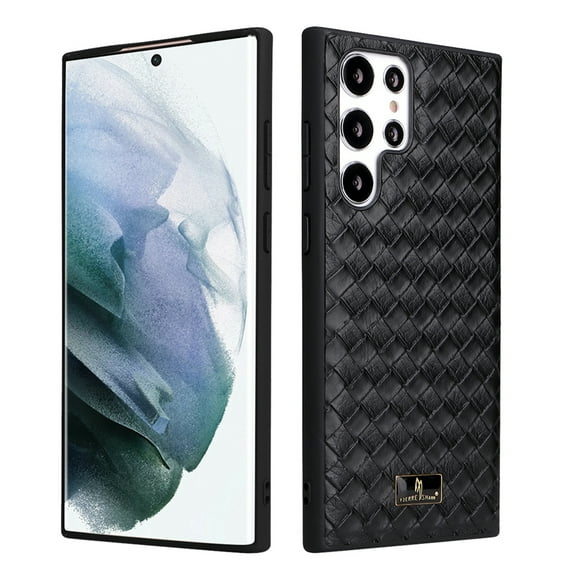 SaniMore for Samsung Galaxy S24 Ultra Case, PU Leather Rugged PC Shockproof Tough Anti-Fingerprint Ultra Slim Lightweight Luxury Anti-scratch Wear-resistant Durable Cover, Litchi Black