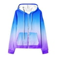thumbnail image 4 of UAMVSH Long Sleeve Hoodie for Women Trendy Gradient Printed Hooded Jackets with Pockets Casual Full Zip up Drawstring Sweatshirt Coats(Small,Multicolor 3), 4 of 5