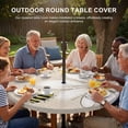 thumbnail image 3 of Round Outdoor Tablecloth with Umbrella Hole and Zipper, White Daisy Rustic Tablecloth with Elastic Waterproof, Pastoral Flowers Honeybees Burlap Patio Table Covers for 45" - 54" Picnic Pool Tables, 3 of 9