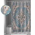 thumbnail image 4 of Blue Boho Shower Curtain, 60" x 72", Oriental Medallion Retro Distressed Bohemian Waterproof Bathroom Curtain Washable Shower Curtain Set with 12 Hooks, 4 of 6
