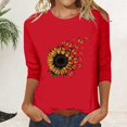 thumbnail image 1 of T-Shirt à Manches Courtes pour Femmes Seductiva Soldes de Liquidation T-Shirt à Col Rond pour Femmes Imprimé à Manches Sept Quarts T-Shirt Décontracté Haut, 1 of 4