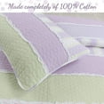 thumbnail image 2 of Lilac Purple Green Stripe Polka Dot Checker White Ruffle Patchwork Cotton Queen Reversible Quilt Bedding Set, 2 of 6