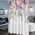 thumbnail image 6 of Spring Wildflowers Shower Curtain, Summer Pink Purple Floral Green Leaves Waterproof Shower Curtain Set with 12 Hooks Lightweight Bath Curtains Fabric Bathroom Decor 72x72 Inches, 6 of 9
