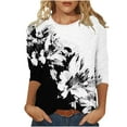 thumbnail image 2 of ALLLIST Womens Tops Black Graphic Crew Neck 3/4 Sleeve T-Shirts Casual Blouses for Women, 2 of 5