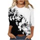 thumbnail image 1 of Mujeres 3/4 Manga Tops Y Blusas Impresión Cuello Redondo Suéter, Moda Casual Top para la Primavera Y el Verano, 1 of 5