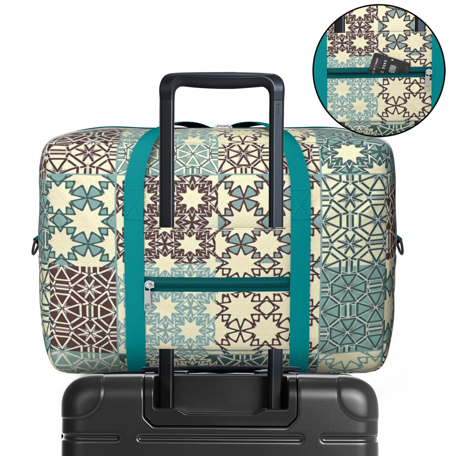 For Spirit Airlines Personal Item Bag 18x14x8 Inch, Boho Weekender Travel Bag, Foldable Travel Duffel Bag Underseat Carry on Bag with Luggage Sleeve for Women and Men 30L