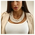 thumbnail image 3 of Conjunto de joyería de collar de perlas de varias hebras, collar de perlas de boda para novia, pendientes colgantes de perlas, conjunto de joyería para mujeres y niñas, 3 of 3