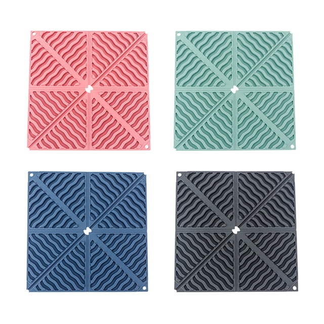 Billuyoard Paquete de 4 manteles individuales de silicona antideslizantes, resistentes al calor, posavasos para tazas, manteles plegables para cocina, Mostrada Billuyoard HA062641-00B