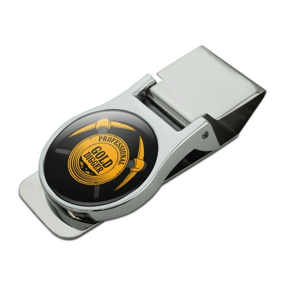 Professional Gold Digger Pickaxe Pan Satin Chrome Plated Metal Money Clip