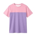 thumbnail image 2 of lnmuld Boys' Color Block T-Shirt - Pink & Black Contrast Design Short Sleeve Crew Neck Casual Tee Size:8-9 Years, 2 of 3