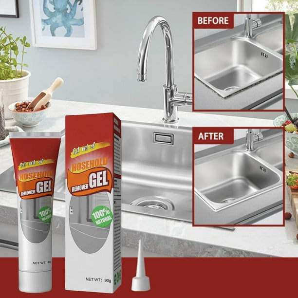 Gel removedor para huecos de azulejos de baño y cocina | Fórmula de limpieza segura y no corrosiva | Fuerte penetración | Aplicación sencilla sin brochas | Paquete de 1 a 5 | Incluye esponja y trapo