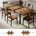 thumbnail image 3 of iPormis 63" Extendable Dining Table for 4-8, Square Wooden Dining Room Table with Metal Base, Modern Extendable Table for  Small Kitchens, Dining Office Areas, Walnut, 3 of 7