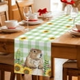 thumbnail image 5 of Groundhog Day Table Runner - 90 Inch Long Green Plaid Sunflower Spring Floral Cotton and Linen Blended Dress Scarves Farmhouse Table Runner for Kitchen Dining, Coffee Table, 13" x 90", 5 of 8