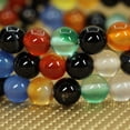 thumbnail image 4 of Natural Multicolor Agate Gemstone 6mm Round Beads Stretch Bracelet 7" Unisex, 4 of 5