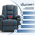 thumbnail image 5 of SOCIALCOMFY Power Lift Recliner Chair for Elderly, Heavy Duty Lift Chair with Heat and Massage, Soft Fabric Recliner Chair with 2 Remote Controls, Cup Holders, Side Pockets & USB Ports (Blue), 5 of 7
