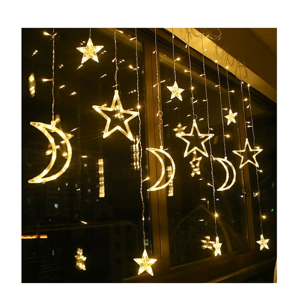 Guirnalda de interior ajustable LED impermeable a prueba de agua 8 modos Luna Estrellas Colgante Lámpara Festival Banquete Decoración de la iluminación Suministros Inevent HA059914-00