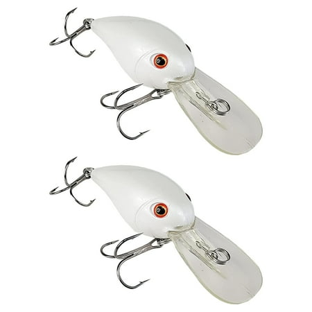 Tackle HD 2-Pack Lipped Crankbait Fishing Bait with 9 to 14 Feet Depth Fishing Lures for Freshwater or Saltwater Hard Swimbaits for Bass Crappie or Walleye Pearl Red Eye