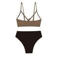 thumbnail image 7 of TEVEQ Women's Two Swimsuit High Waisted Bikini Sets Color Block Bathing Suits Swim Suits for Women 2025 Bikini Sets for Women Bathing Suit for Women Bikini 2025 New Triangle Bikini Sets Coffee S, 7 of 7