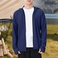 thumbnail image 3 of YLSDY Mens Upf 50+ Light Jacket Full Zip Sun Protection Hoodie Long Sleeve Sun Shirt Lightweight Athletic Performance Shirt Navy XXXXL, 3 of 5