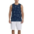 thumbnail image 4 of Easygdp Snowflake Dark Blue Men's Mesh Basketball Jersey Quick Drying Sleeveless Shirts Fitted Muscle Tank Tops Sport Round Neck T-Shirt - Small, 4 of 9