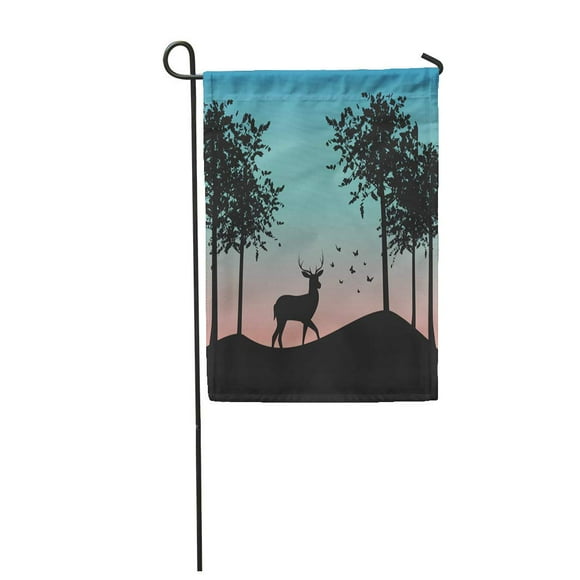 POGLIP Green Abstract Beautiful Landscape Deer Alaska Black Bright Eating Garden Flag Decorative Flag House Banner 12x18 inch