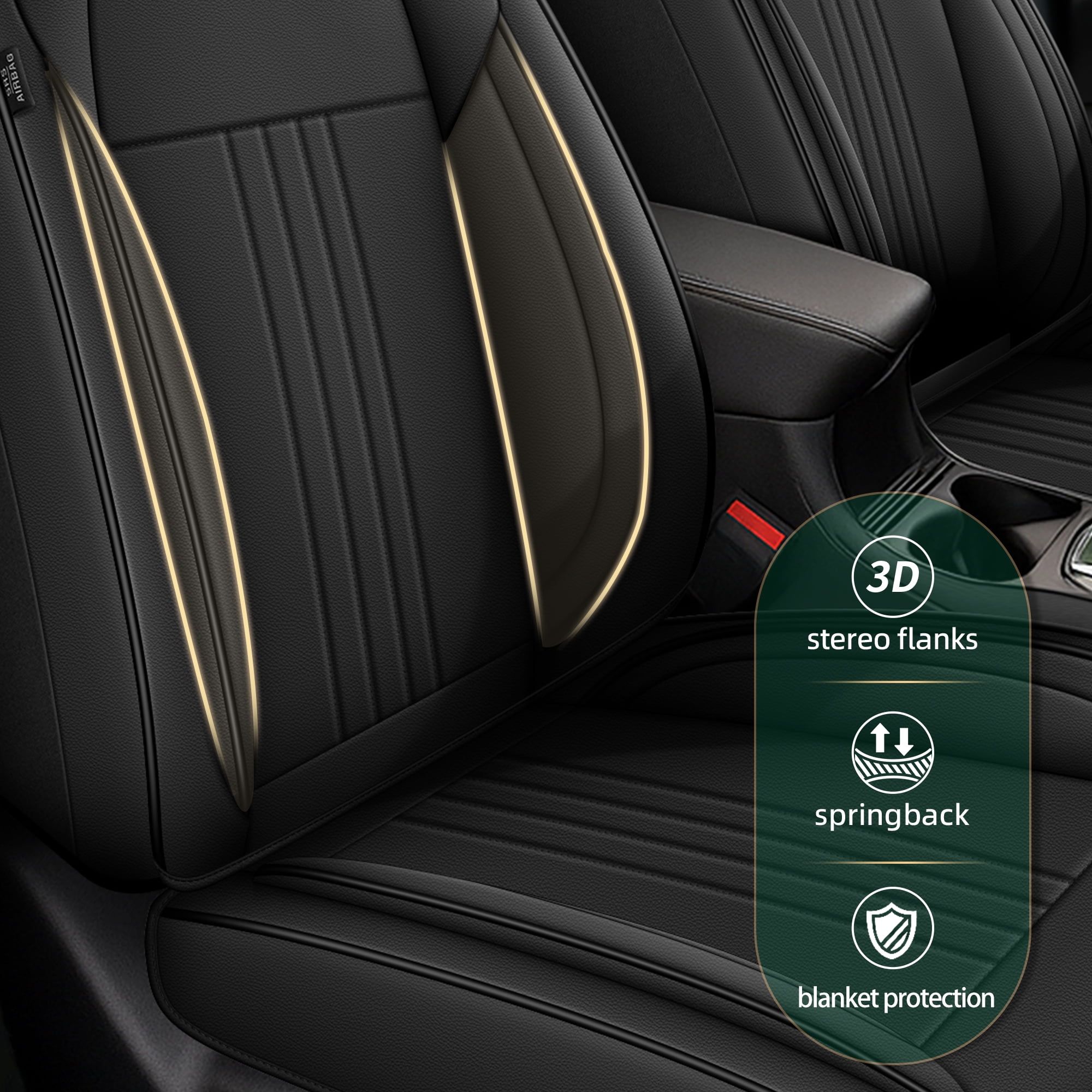 HQBQBUG Seat Covers for Cars Fit for Buick Verano 2002-2017 Full Set 5 Seats Waterproof Seat Covers,Premium Leather Car Seat Protector(Black,5 Seats)